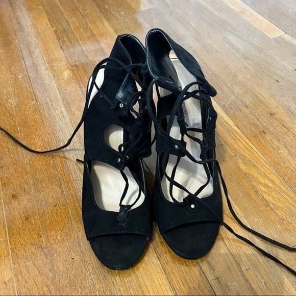 🩷 just fab black lace up chunky heels - Picture 4 of 12